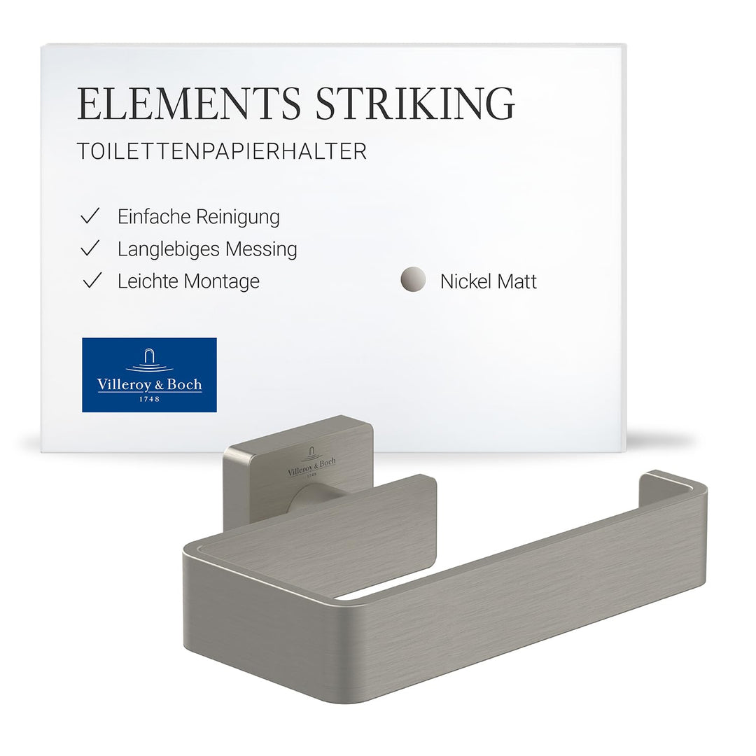 Villeroy &amp; Boch Elements Striking Toilettenpapierhalter ohne Deckel, Klopapierhalter für Wandmontage