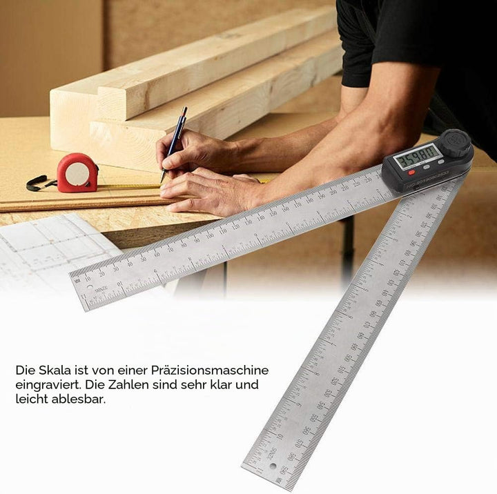 Digitalanzeige Winkellineal, 2-in-1 Elektronisches Winkelmessgerät mit Verriegelungsknopf 0-360 ° Ho