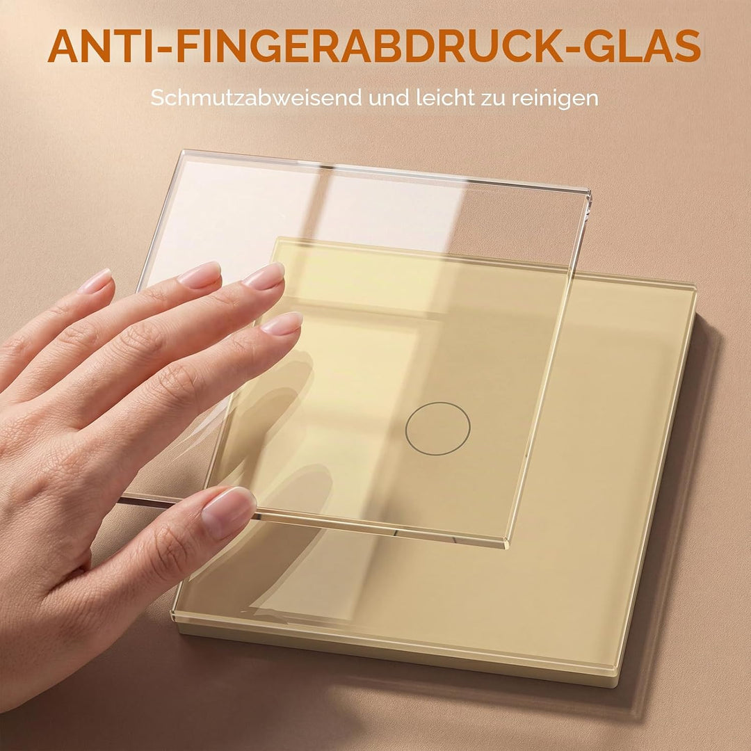 BSEED Touch Lichtschalter Glas Berührung Wandlichtschalter Standard 110V - 240V Gehärtete Kristallpl