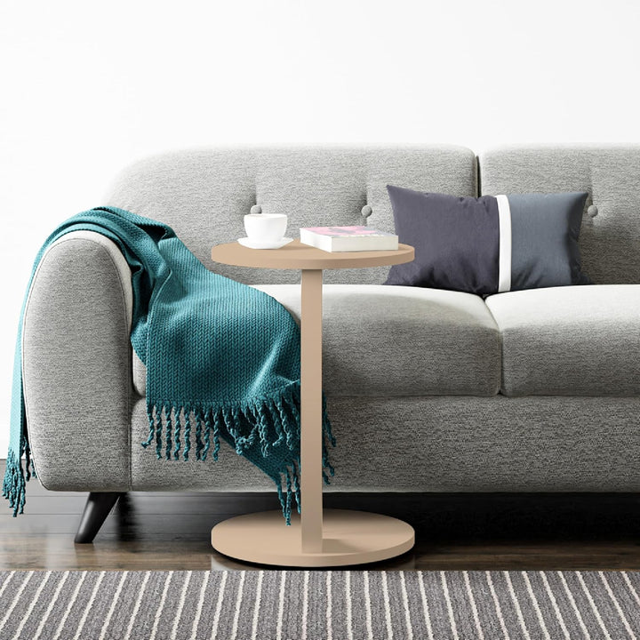 [en.casa] Beistelltisch Holeby Couchtisch Sofatisch auf Rollen Betttisch Laptoptisch C-Form Wohnzimm