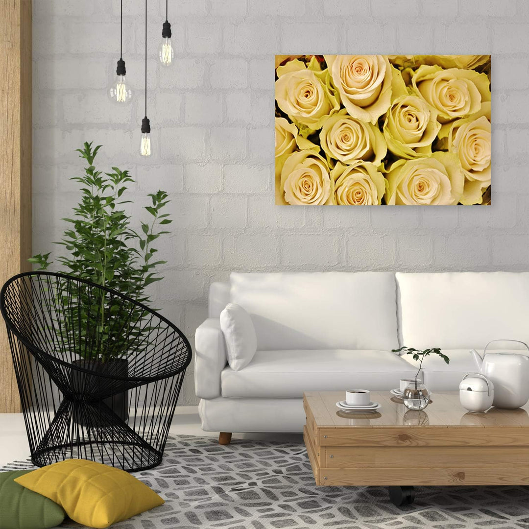 Feeby Leinwandbild Rose Bild Kunstdruck Blume Gelb 70x50 cm M14551 70x50 cm, M14551 70x50 cm
