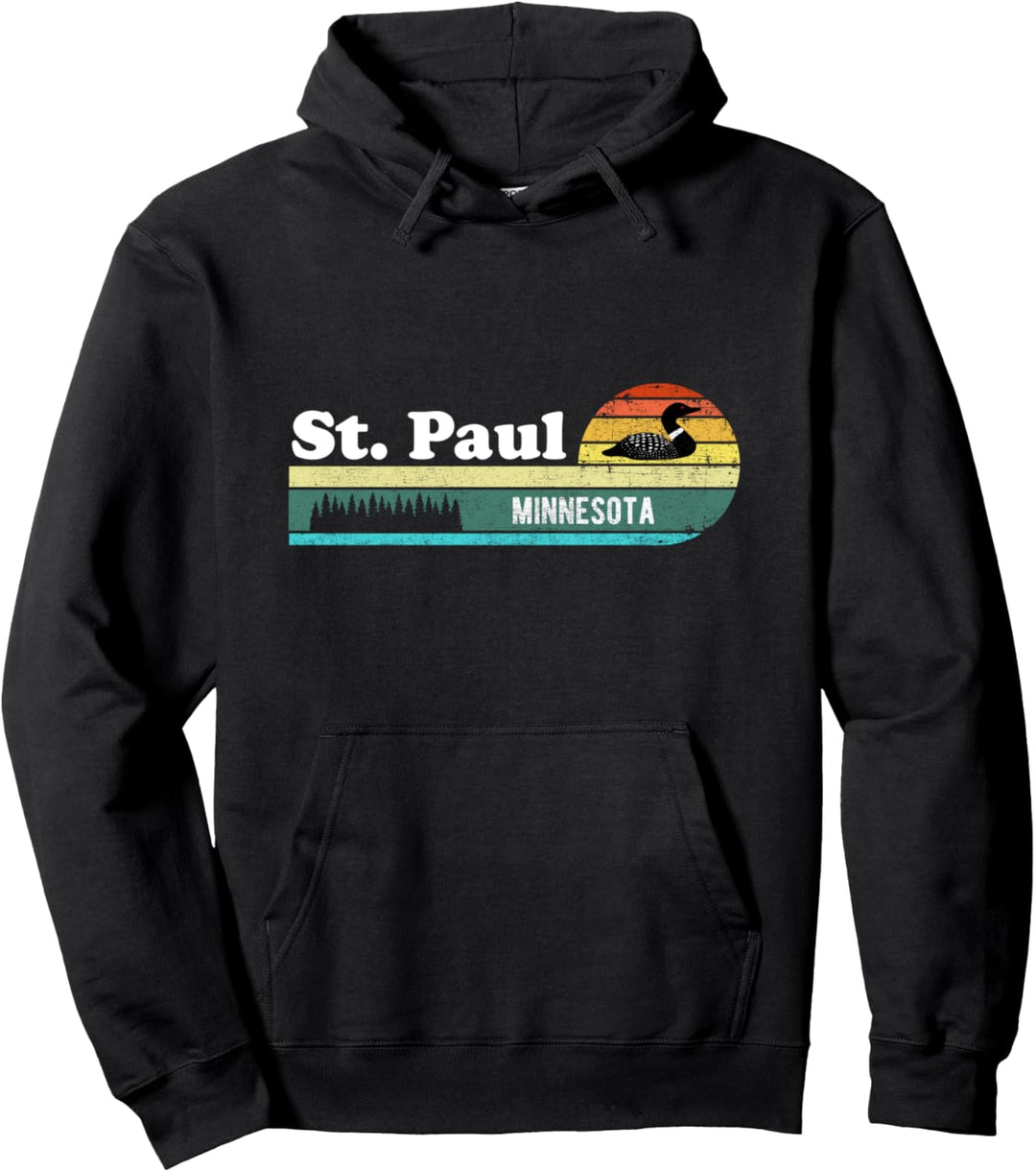 St. Paul Minnesota MN Vintage Distressed Retro Gift Loon Pullover Hoodie