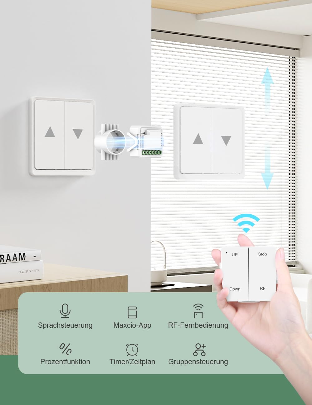 Wlan Rolladenschalter mit Prozentfunktion, Maxcio Smart Unterputz Relais Modul Schalter für elektris