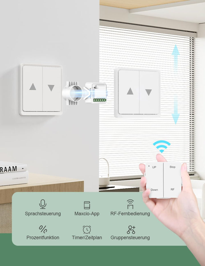 Wlan Rolladenschalter mit Prozentfunktion, Maxcio Smart Unterputz Relais Modul Schalter für elektris