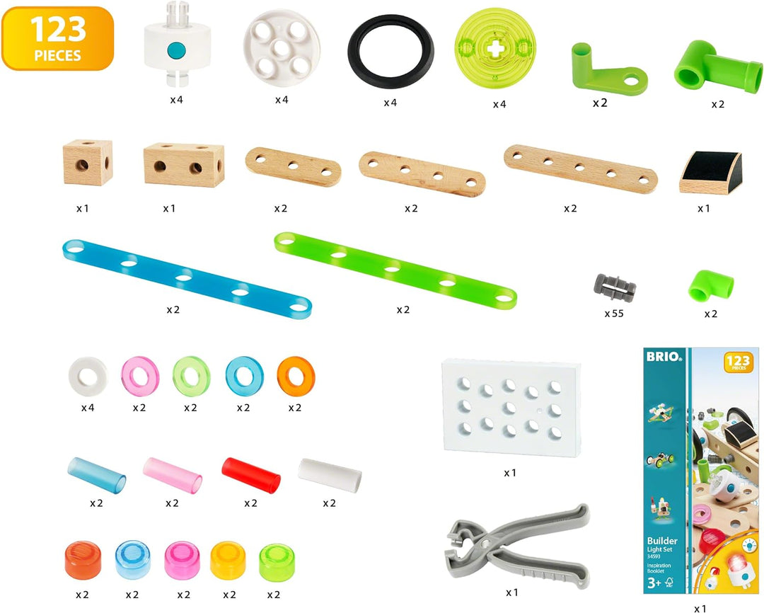 BRIO Builder 34593 Licht-Konstruktionsset, 120 TLG. - Das kreative Konstruktionsspielzeug aus Schwed