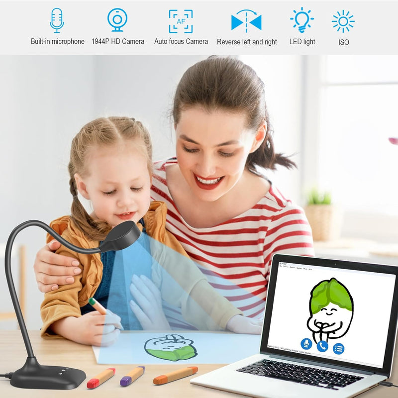 THUSTAND Visualisierer für Unterricht, USB-Dokumentenkamera, PC-Viewer für Klassenzimmer mit LED-Lic