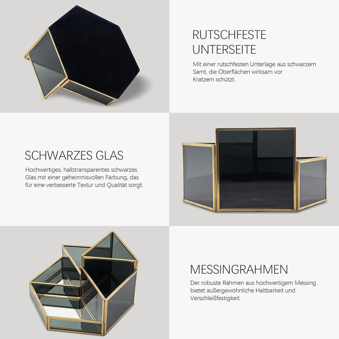 Makeup Organizer Black Schminktisch Organizer Glas Cosmetics Organiser Retro Kosmetik Organizer, 5 F