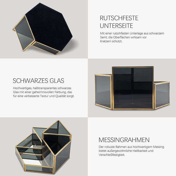 Makeup Organizer Black Schminktisch Organizer Glas Cosmetics Organiser Retro Kosmetik Organizer, 5 F