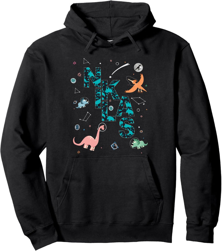 Niklas - Cooler Jungen Name mit süssen Weltraum Dinos Pullover Hoodie