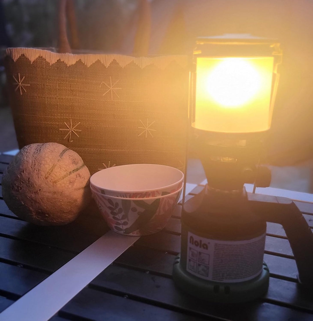 NOLA Campinglampe Gas mit Piezo inkl 3 Glühstrümpfen Gaslampe Licht regulierbar