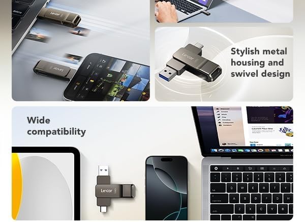 Lexar D40E 128 GB Dual Drive USB 3.2 Gen 1 Type-C Jump Drive, USB-C Flash Drive, Metallgehäuse, schw