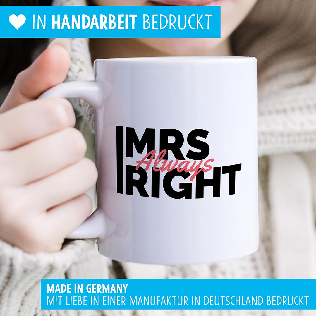 Mr Mrs Always Right Geschenkset mit 2 Tassen für Liebespaare zum Valentinstag Hochzeit Weihnachten B