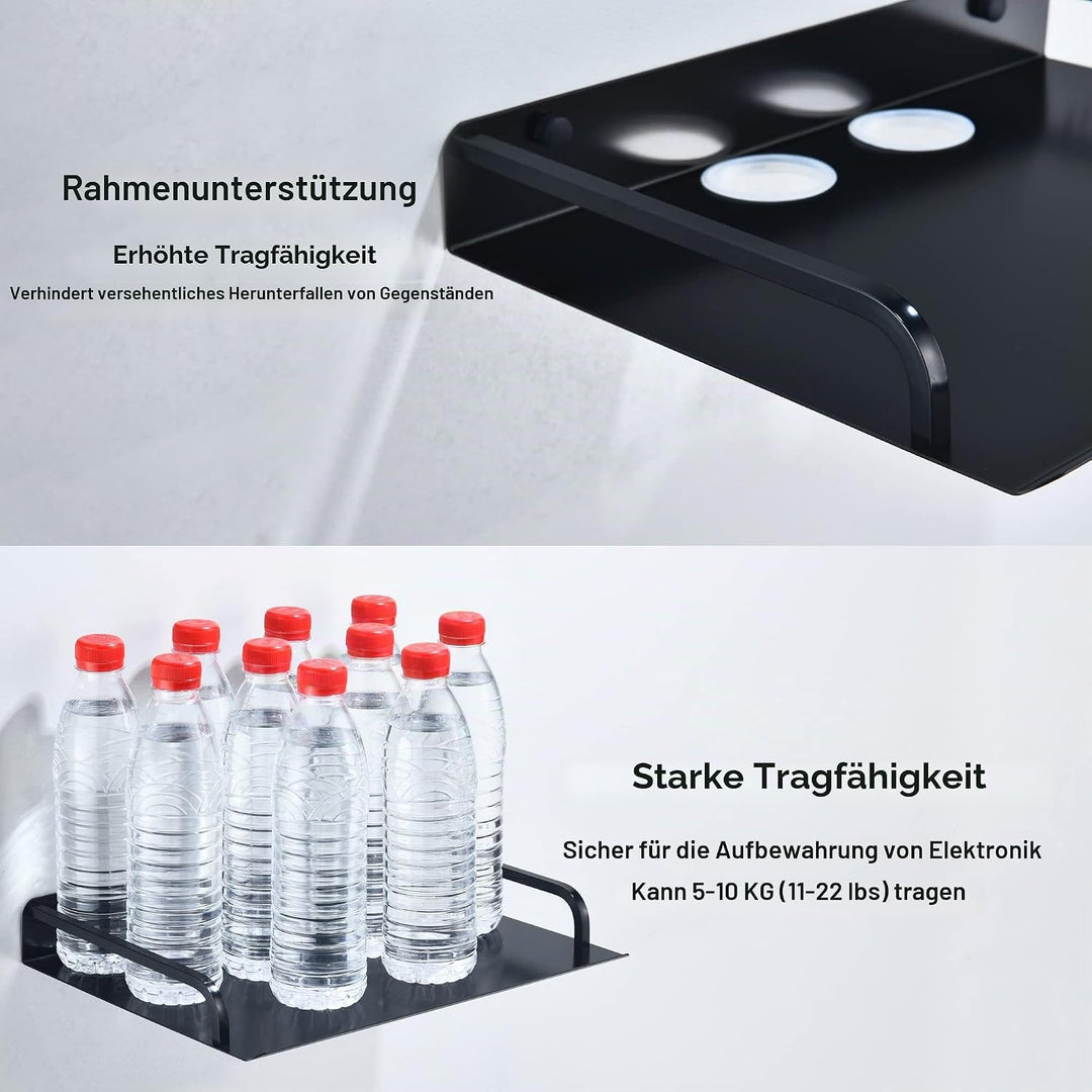 Beamer Wandhalterung, Multimedia Regal Wandregal Schwarz für TV Box, Router, Apple Tv 4k, Receiver,
