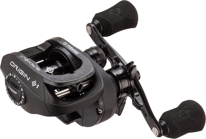 13 Fishing – Origin O1 Blackout Baitcast Rolle – 7,3:1 Übersetzung Linkshänder, Linkshänder