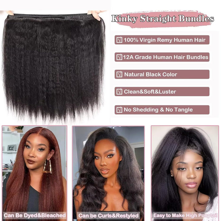 10A Brazilian Hair Bundle Kinky Straight Human Hair 3 Bundles Brasilianische Haare Bündel Echthaar W