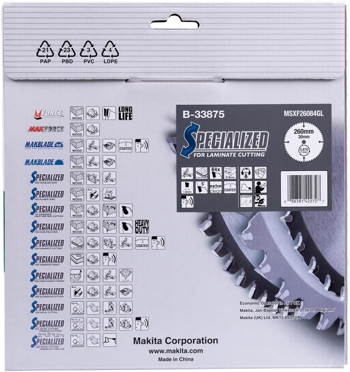 Makita Specialized Saegeblatt, 260 x 30 mm, 84Z, B-33875