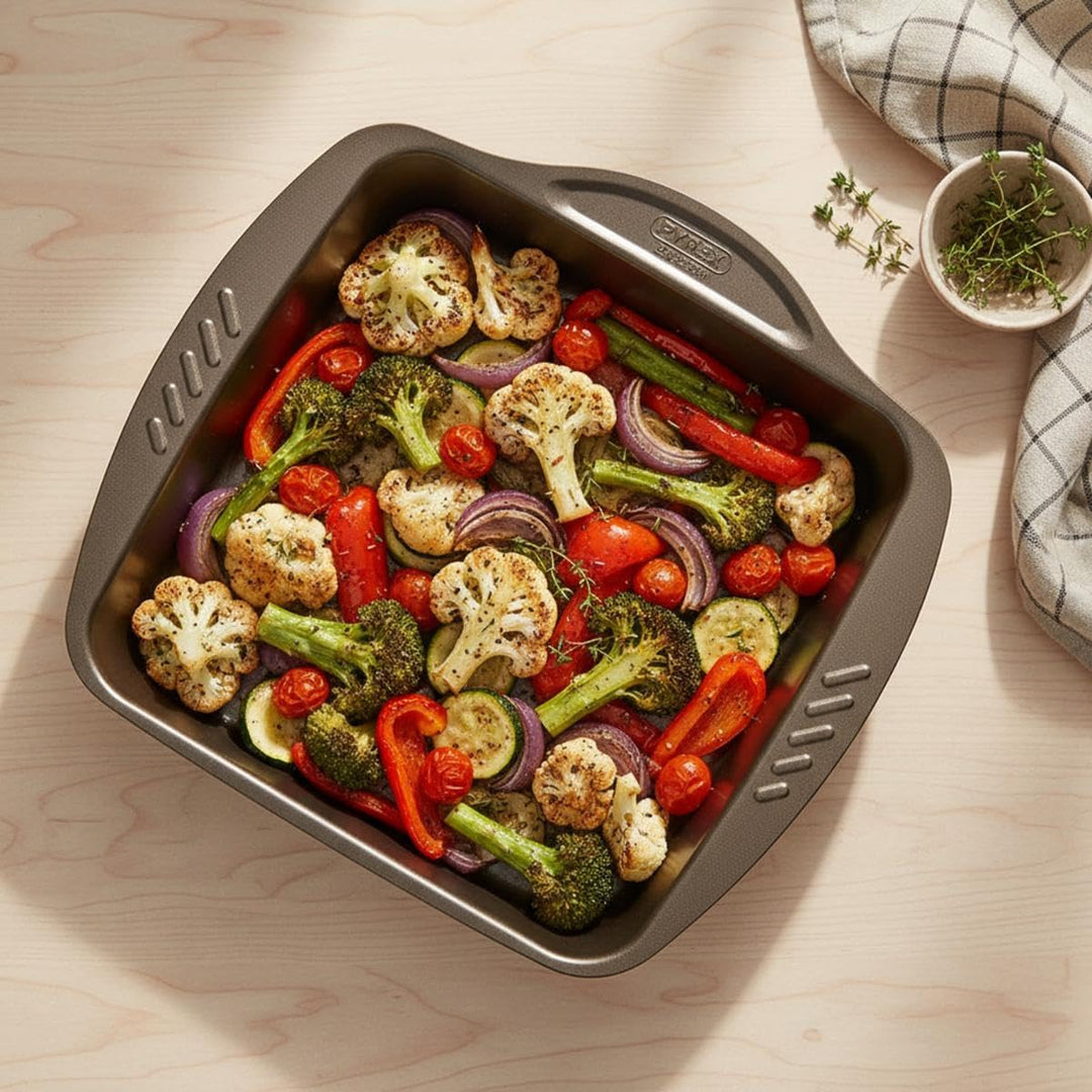 Pyrex Bräter Handlich Metall asimetria grossen rechteckig 40 x 31 cm, braun, 1