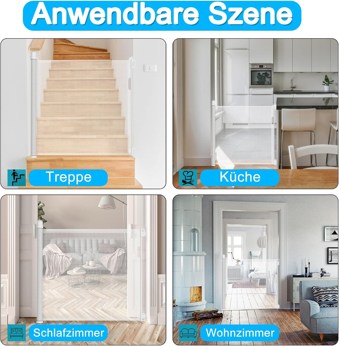 Treppenschutzgitter Ausziehbar Türschutzgitter 0-180cm für Babys & Haustiere, Treppengitter Absperrg