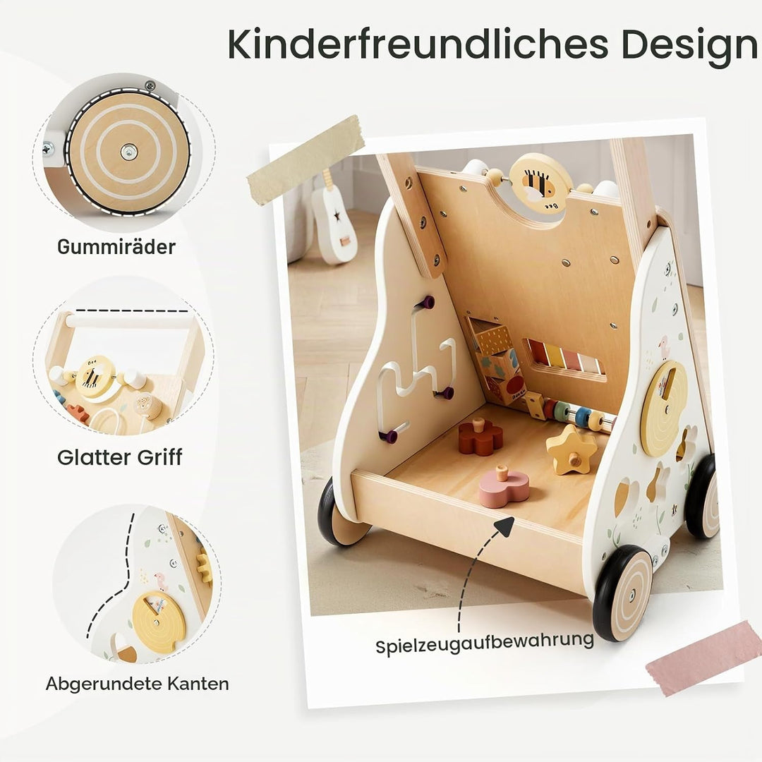 Labebe Baby Lauflernwagen Holz – Lauflernhilfe mit einstellbarer Geschwindigkeit und Höhe, Montessor