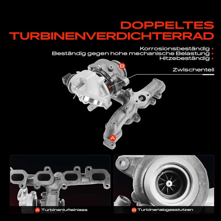Frankberg Turbolader 1.9L Kompatibel mit A3 8X1 8PA 2003-2010 Golf Plus 521 5M1 2005-2009 O.c.t.a.v.