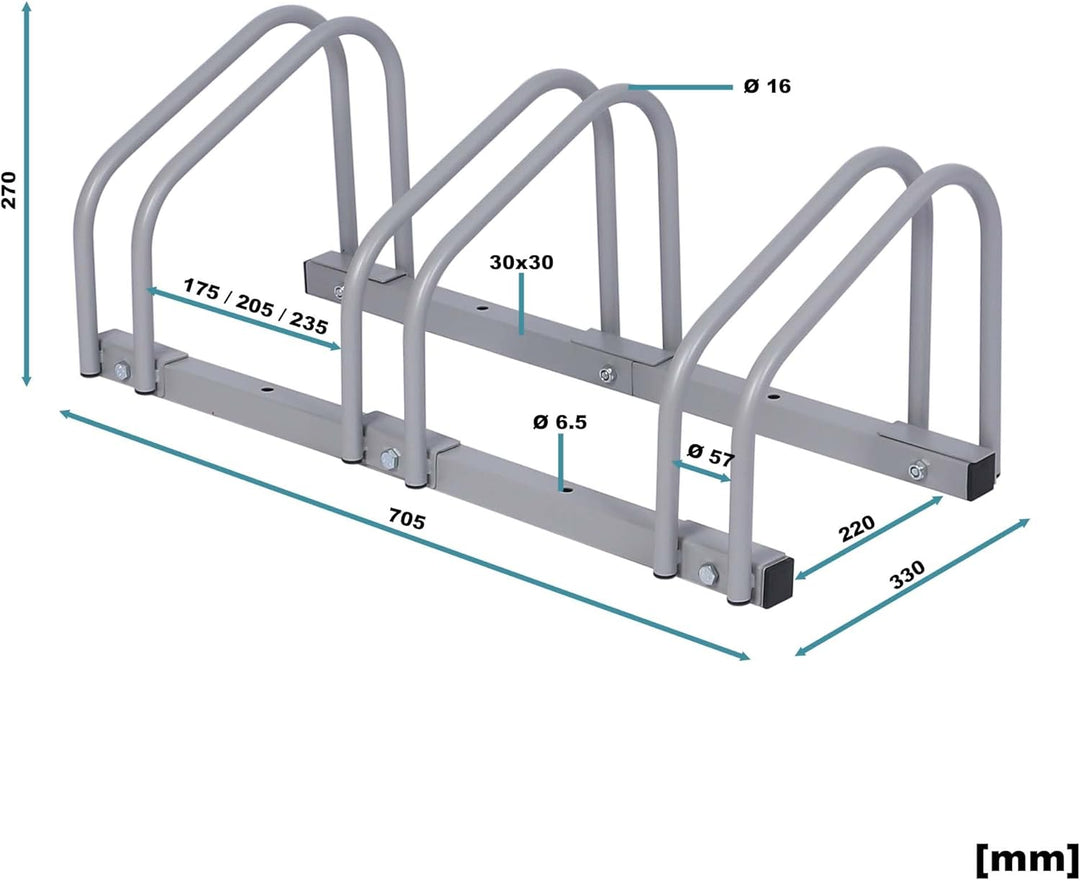 Wiltec Fahrradständer für Fahrräder und für Wandmontage geeignet Fahrradbügel 3 Räder, geschraubt, 3