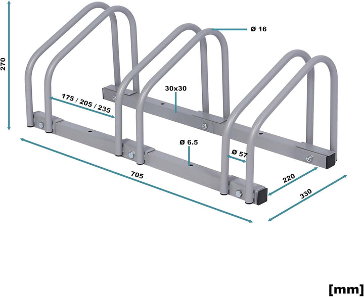 Wiltec Fahrradständer für Fahrräder und für Wandmontage geeignet Fahrradbügel 3 Räder, geschraubt, 3