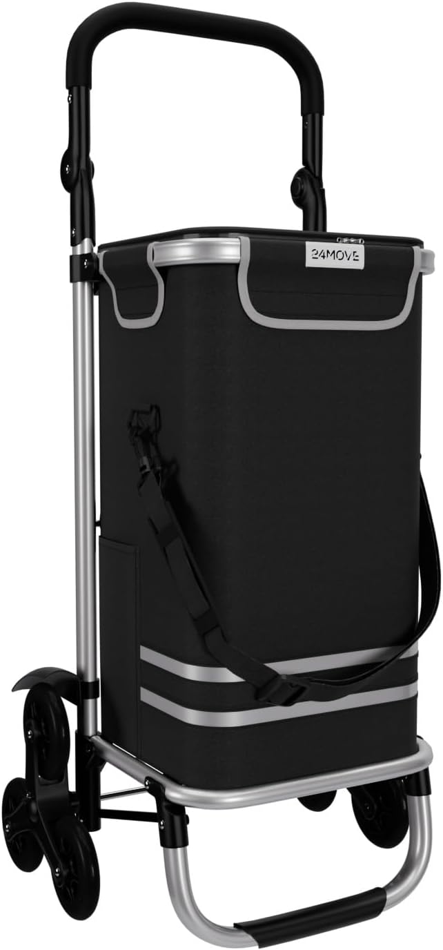 24MOVE® Einkaufstrolley Alegre klappbar mit 55L inkl. Kühlfach, Faltbarer 3in1 Trolley - Sackkarre u