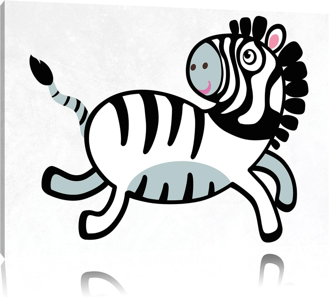 Niedliches Zebra weiss, Format: 100x70 auf Leinwand, XXL riesige Bilder fertig gerahmt mit Keilrahme