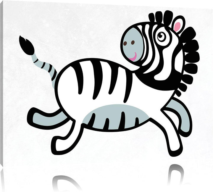Niedliches Zebra weiss, Format: 100x70 auf Leinwand, XXL riesige Bilder fertig gerahmt mit Keilrahme