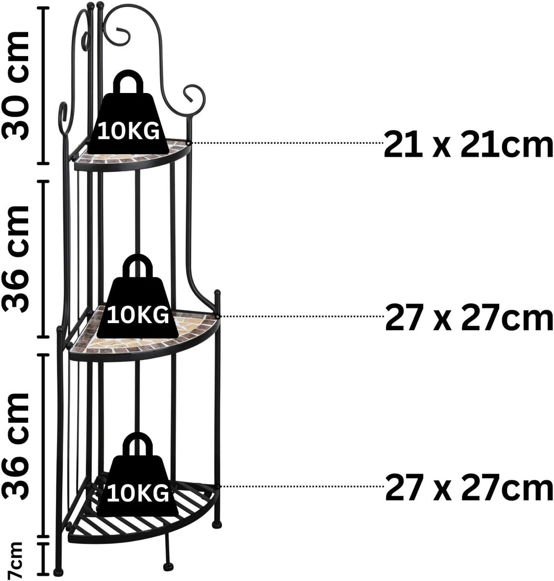 Kleines Eckregal stehend 115cm Pflanzenständer Outdoor Pflanzenregal Balkon Blumenregal Indoor Blume