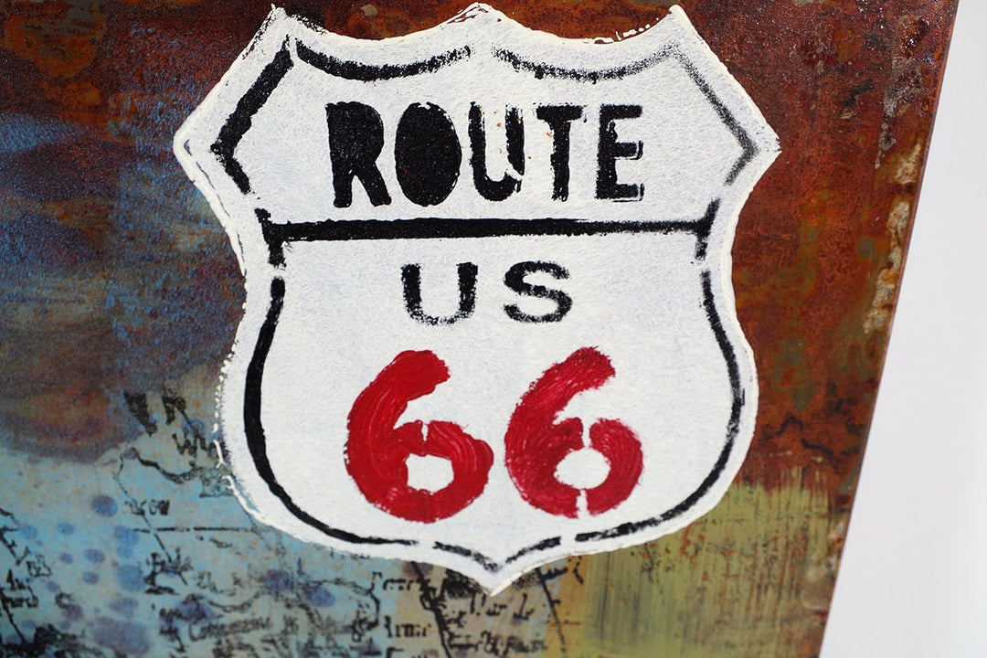 Kobolo Wandbild Wanddeko Metallbild 3D-Bild - Route66 Motorrad - 72x108 cm