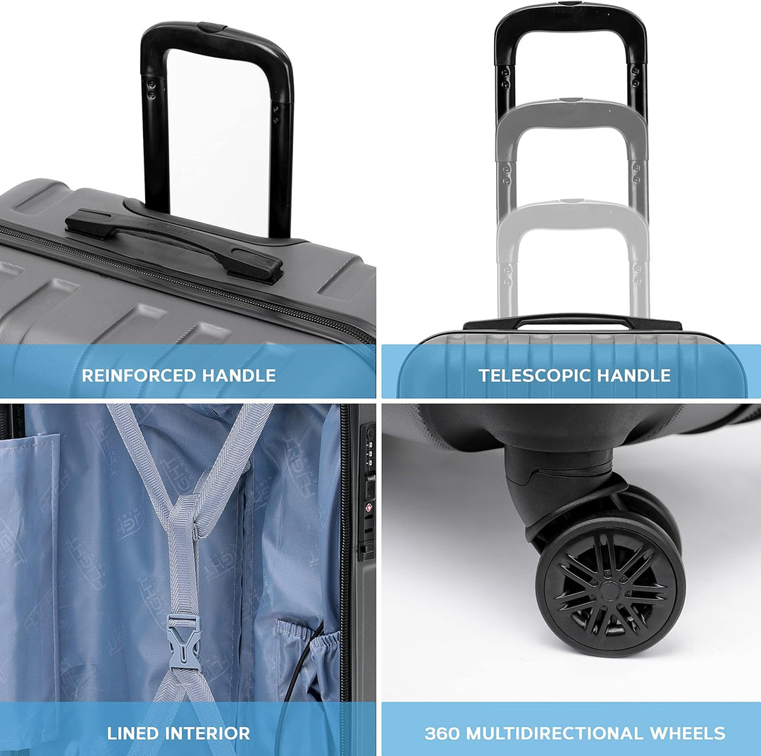 Flight Knight Premium Lightweight Hartschalenkoffer - 8 Spinner-Rader - TSA-Schloss & USB-Anschluss