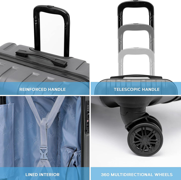 Flight Knight Premium Lightweight Hartschalenkoffer - 8 Spinner-Rader - TSA-Schloss & USB-Anschluss