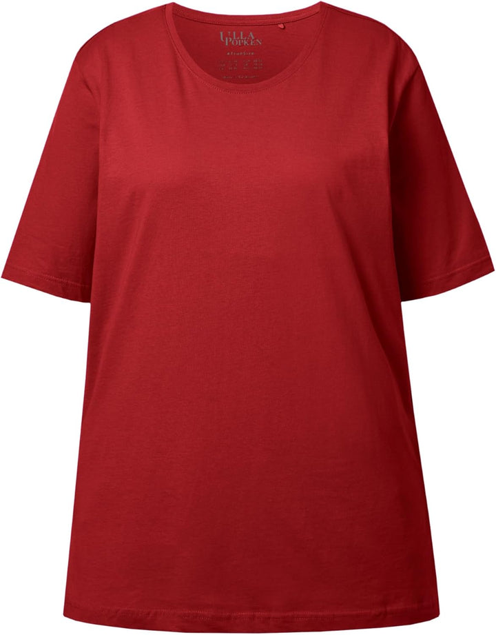 Ulla Popken Damen Basic, Rundhals T-Shirt 42-44 Mohn, 42-44 Mohn