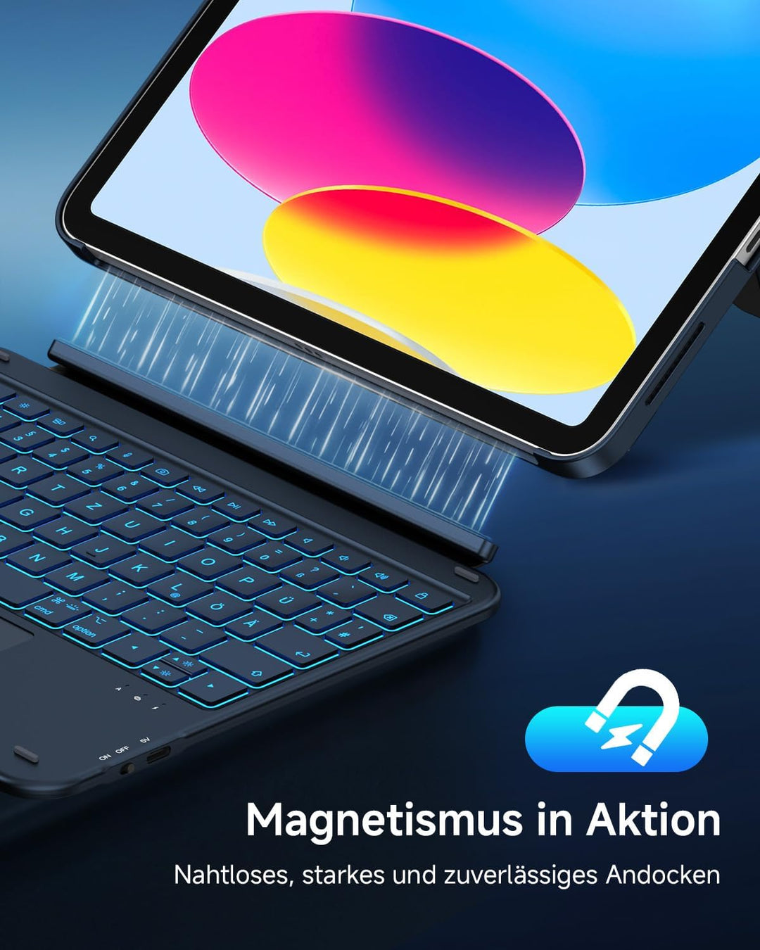 CACOE iPad 11 Hülle mit Tastatur (A16) 2025 & iPad 10. Generation 10,9 Zoll, Magnetisch Abnehmbare K