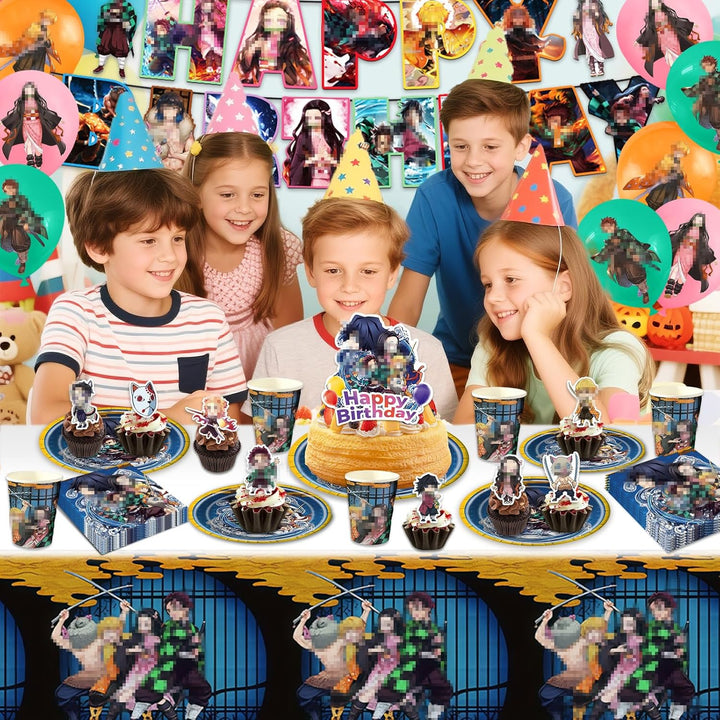 Pappteller Kindergeburtstag Deko Junge- Ghost Slaye Geburtstag Geschirr Set Geburtstagsdeko Partyges