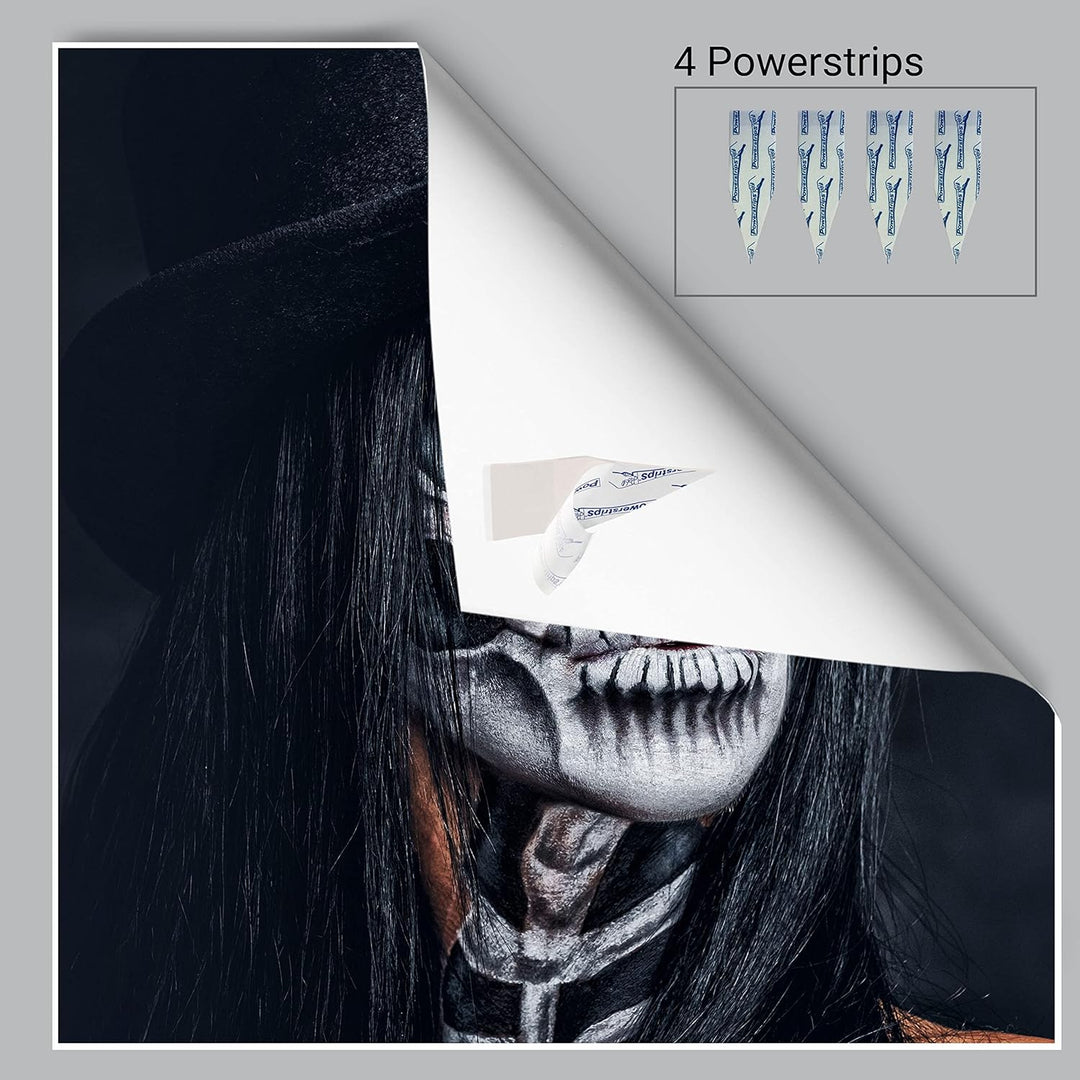 wandmotiv24 Poster als Wanddeko, Grösse 50x50cm, Model mit Totenkopf Makeup, Schminke, Hut, Frau, Mo