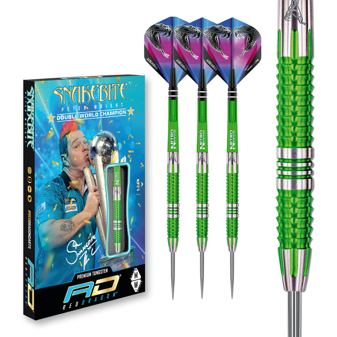 RED DRAGON Peter Wright Snakebite Mamba 2: 22g oder 24g Tungsten Darts mit Flights und Schäfte 22.0