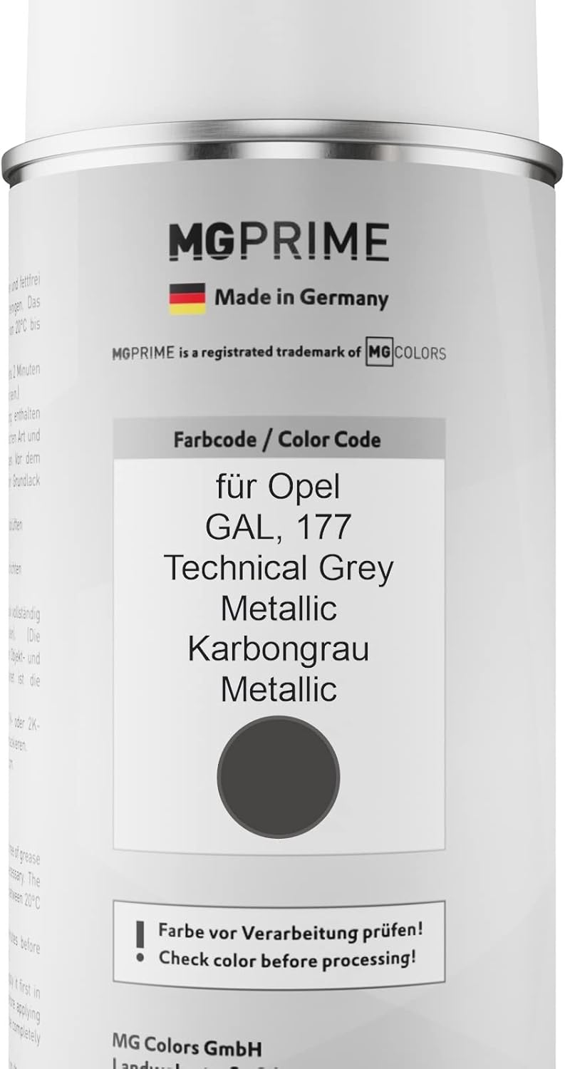 MG PRIME Autolack 2K Spraydosen Set für Opel GAL / 177 Technical Grey Metallic/Karbongrau Metallic B