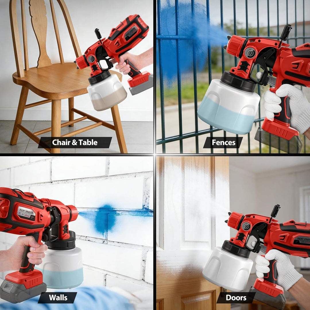 Akku Farbspritzgerät kompatibel mit Milwaukee 18V-Akku (ohne Akku), 200W Elektro Farbsprühsystem mit