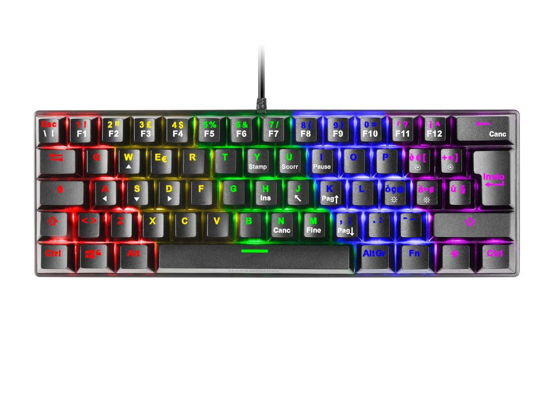 Mars Gaming MK60 Schwarz, Italienisch Sprache, Mechanische Gaming Tastatur FRGB, Antighosting, Switc