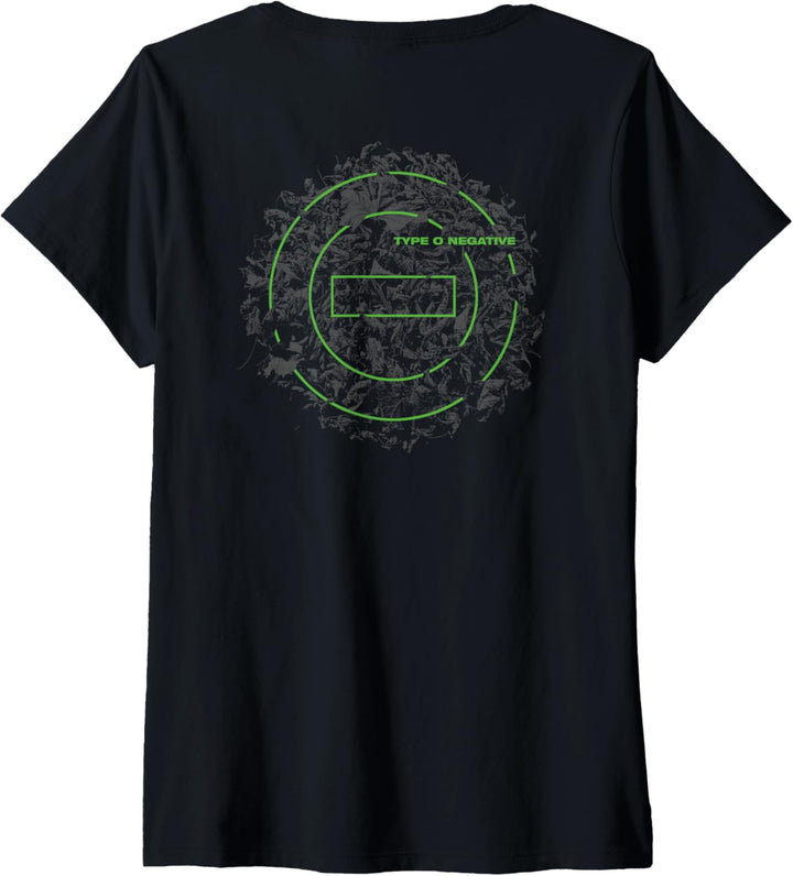 Typ O Negative Leaves doppelseitig schwarz T-Shirt mit V-Ausschnitt