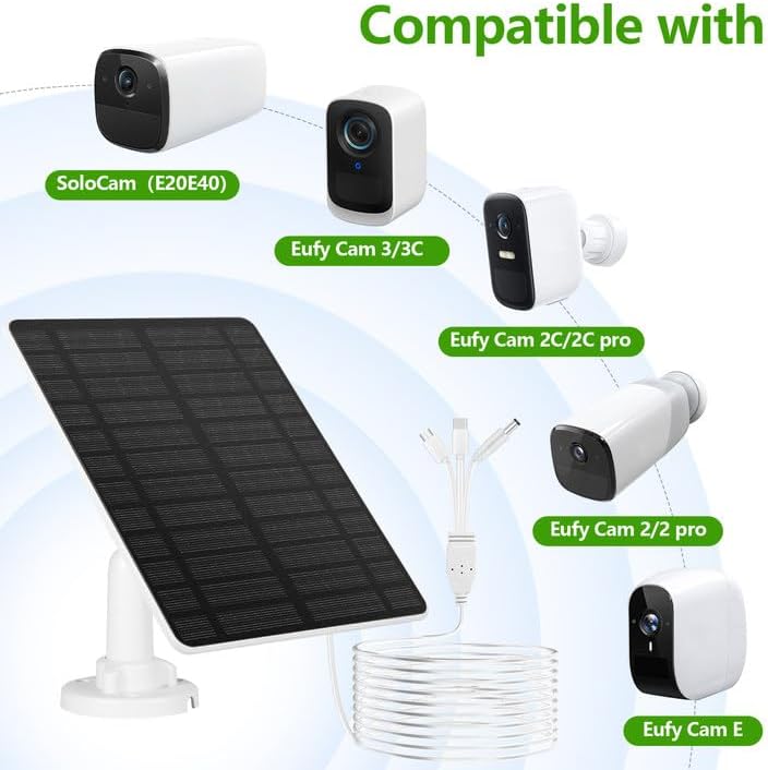 2PCS Solarpanel für Eufy Kamera,GuKKK 6W Kamera Solarpanel Kompatibel,Kontinuierliche Stromversorgun