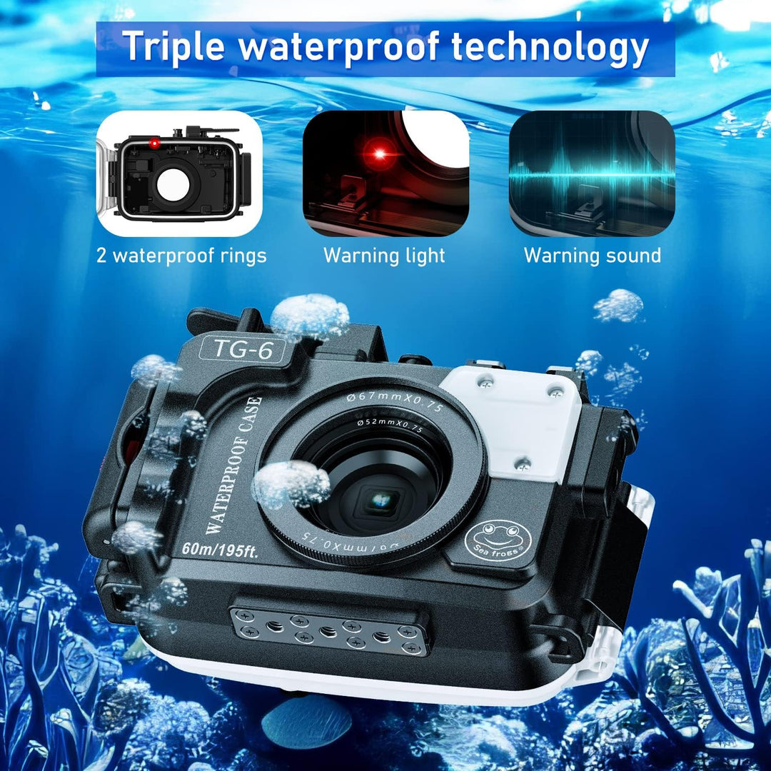 Seafrogs Unterwasser Kamera gehäuse kompatibel mit Olympus Tough TG-6, 196FT/60 Meter Tauchtiefe IPX
