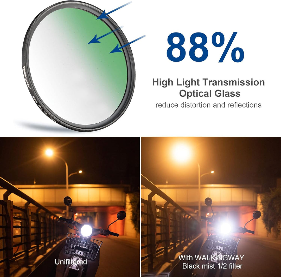 Walking Way Black Pro Mist Diffusion 1/2 Filter 67MM - Schwarze Leichter Diffusionsfilter - Verträum