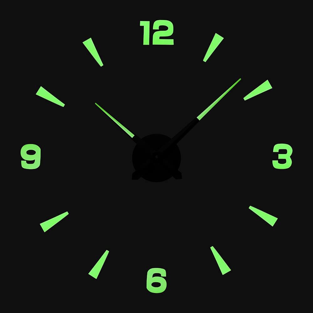 PRIM DIY 3D Wanduhr Luminiferous II, Lumini Hellgrün/Schwarz, LUMINI, Quarz-Schrittmotor, lumineszen