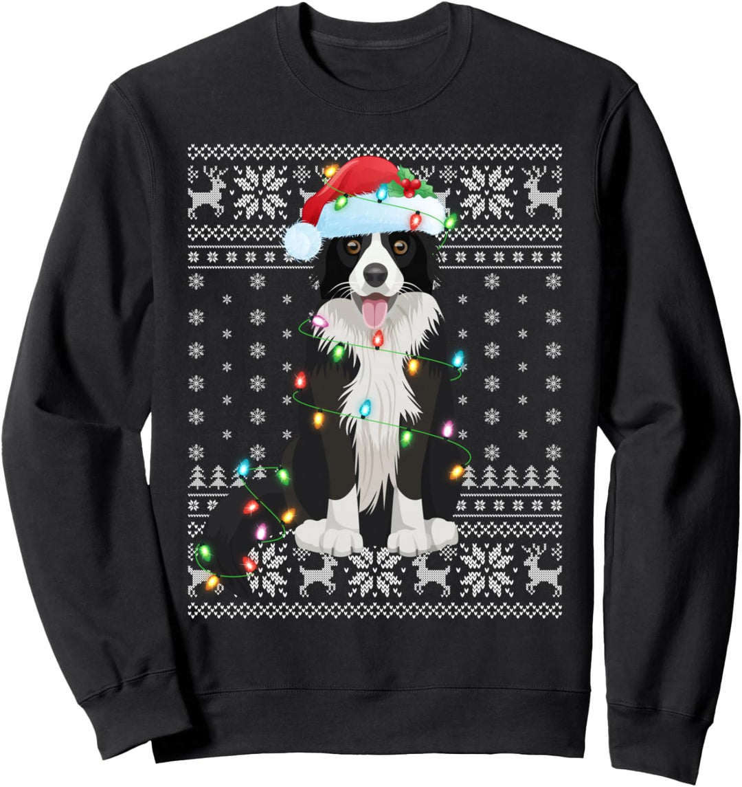 Xmas Lighting Weihnachtsmann-Mütze "Ugly Border Collie" Sweatshirt
