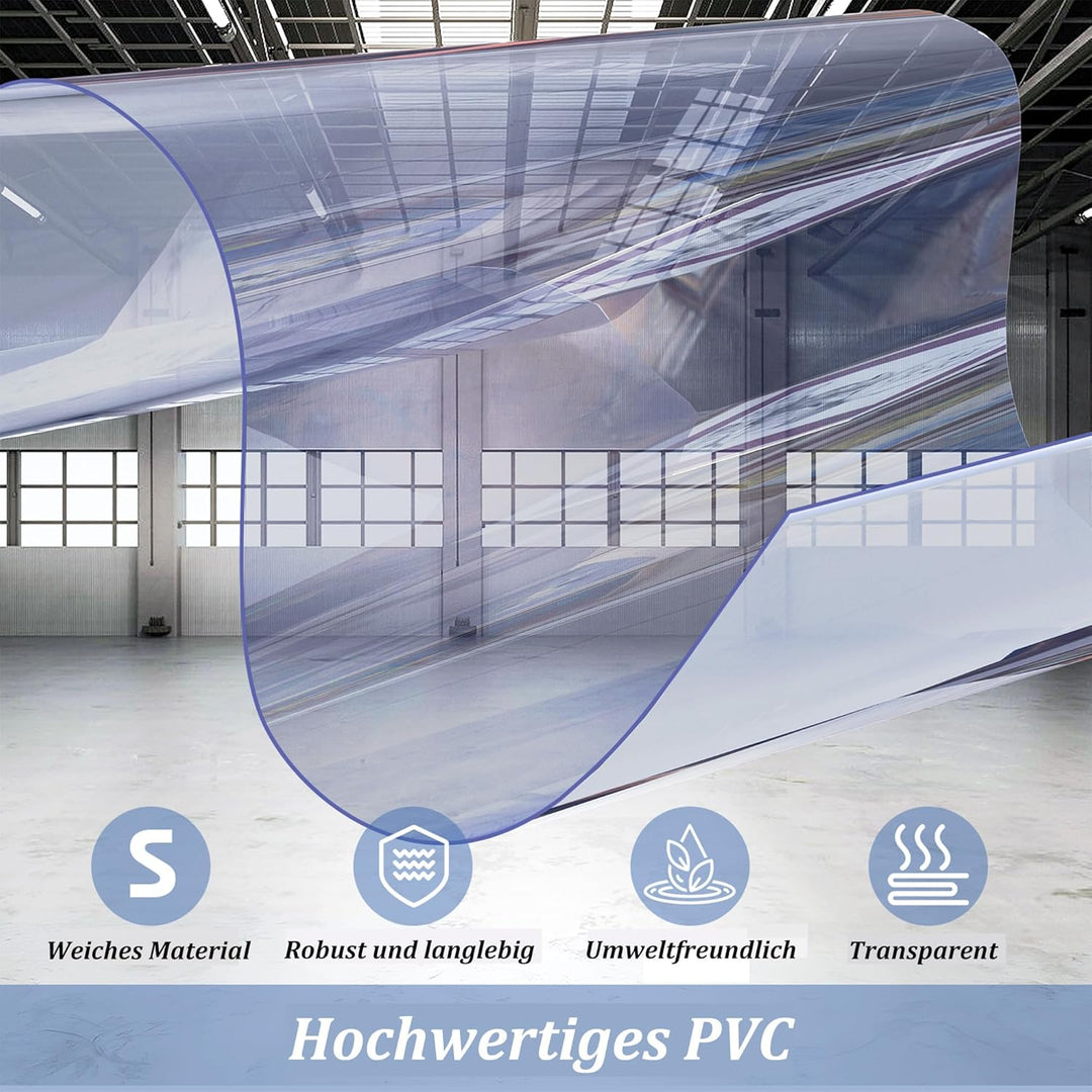 bimiti PVC Lamellenvorhang Streifenvorhang 105 x 200cm Transparent Streifenvorhang, Lamellen Stallvo