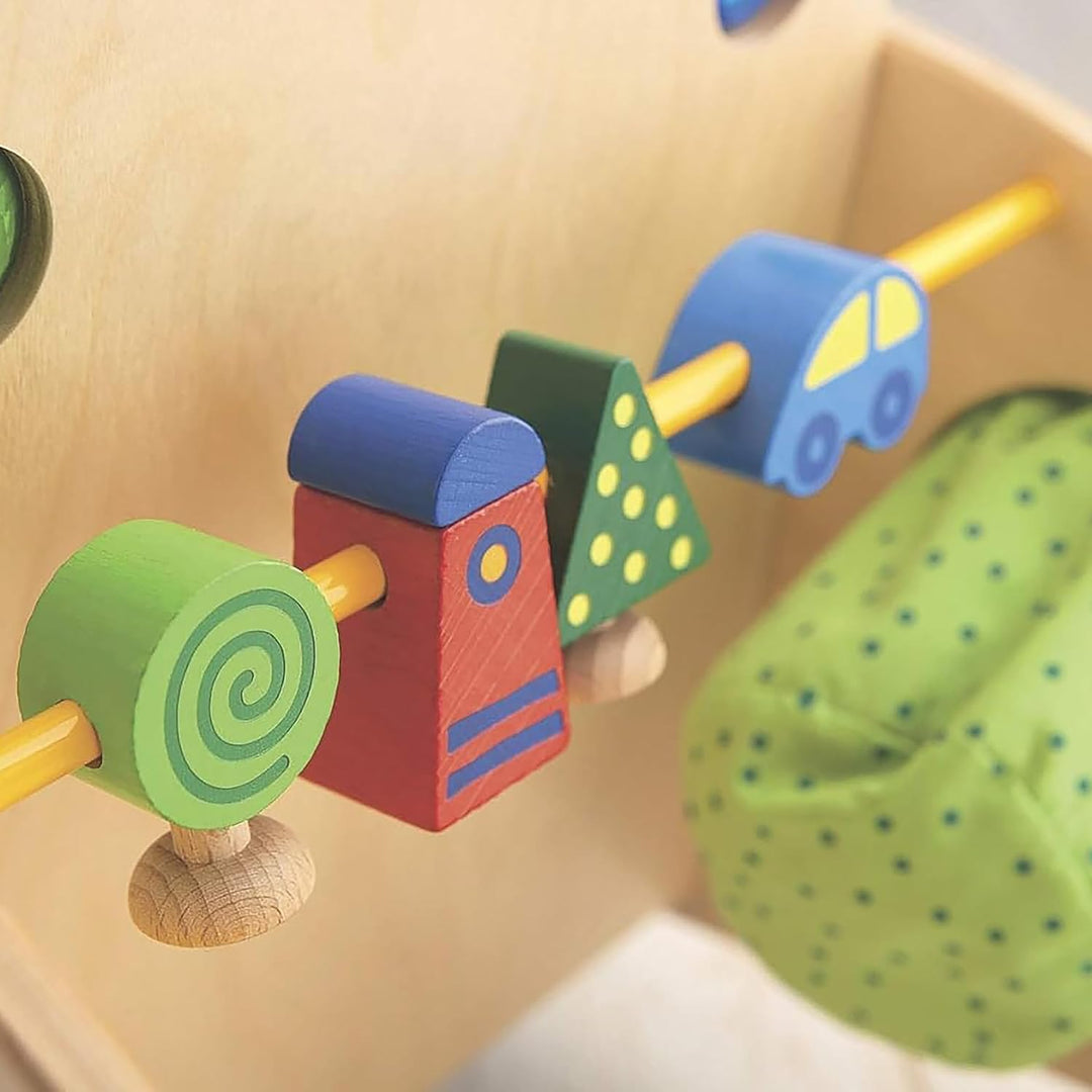 HABA 902 - Entdeckerwagen, stabiler Lauflernwagen aus Holz mit Stoffmaus, Mausversteck und vielen Sp