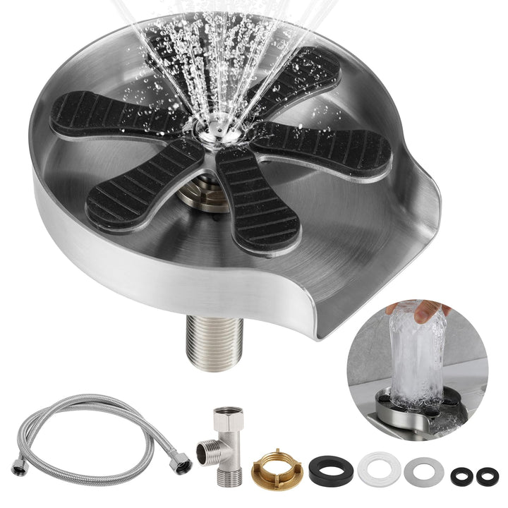 Dyna-Living Edelstahl Gläserspüler, Automatische Glasspüler Waschbecken, Glas Spüler Tassenspüler, C